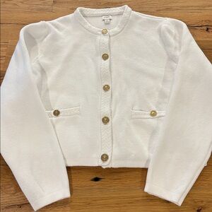 J. Crew White Cardigan with Gold Buttons
